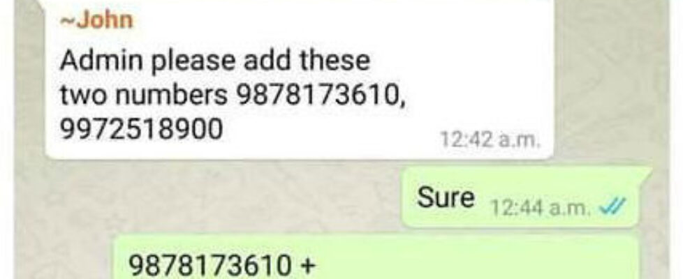 whatsapp number addition