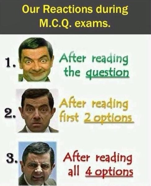 Reactions during exams.